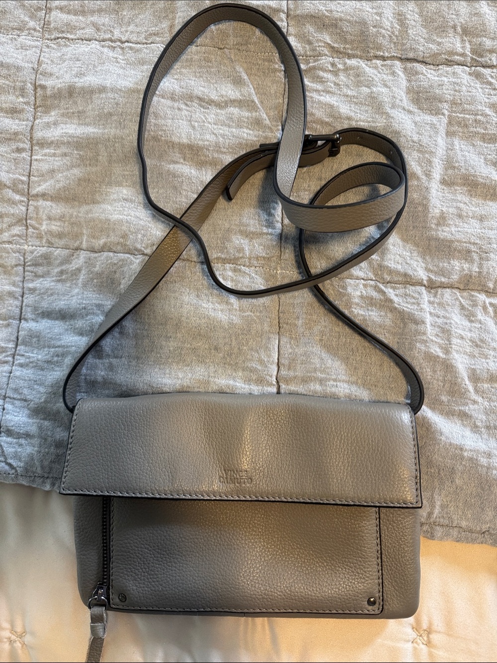 Vince Camuto Pebbled Leather Crossbody Bag in Gray
